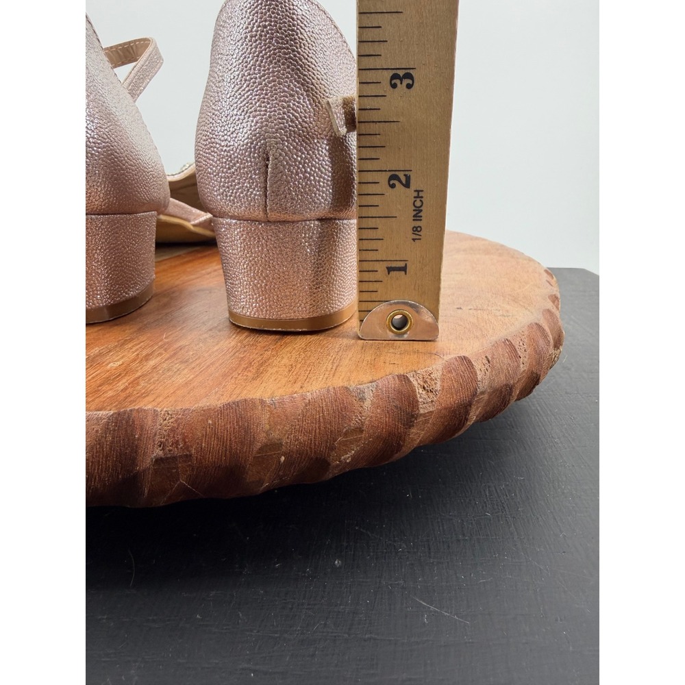 Badgley Mischka D'orsay Dress Shoes girls 4 Pink Rhinestone Heart Block Heel - Picture 8 of 8